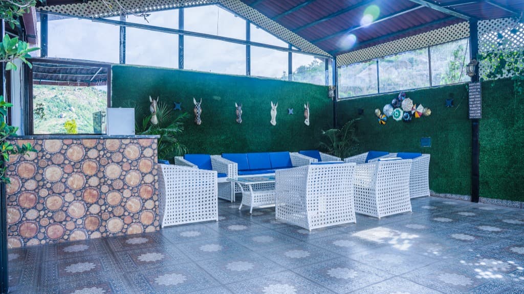 Sky deck lounge with wicker furniture